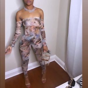 Mesh bodysuit and tights set